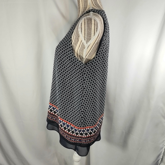 Max Edition Red White Blue Sleeveless Keyhole Back Neck Tunic Top Size Medium - Picture 4 of 10